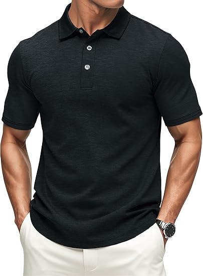 MAGCOMSEN Men's Short-Sleeve Polo,Golf Shirts for Men 3-Button Moisture Wicking,Athletic Outdoor Collared T-Shirt